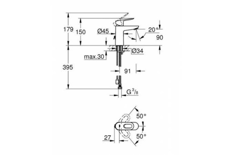 Купить Смеситель для раковины Grohe BauLoop  хром  23336000 фото №3